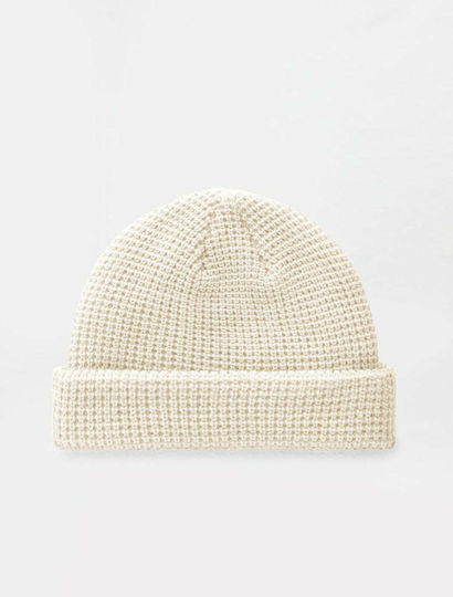 Woodworth Beanie Unisex Beanie Gestrickt in Ecru Farbe