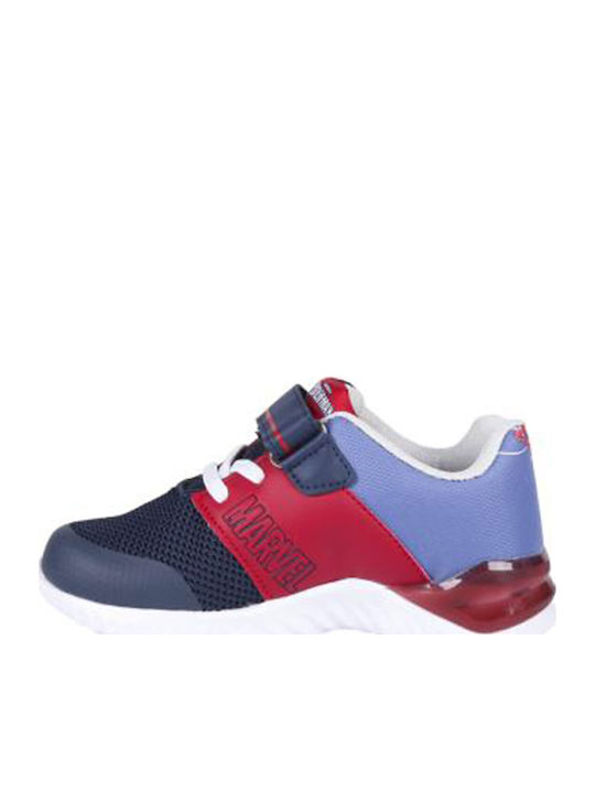 Spiderman Kids Sneakers with Hoop & Loop Closure and Lights Blue