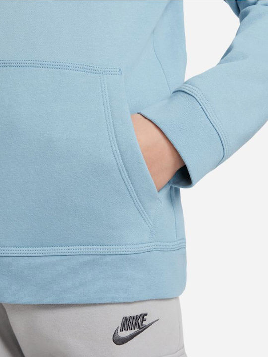Fleece Kids Sweatshirt with Hood and Pockets Light Blue