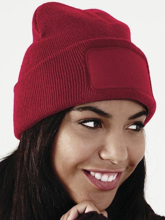 Printers Beanie Männer Beanie mit Rippstrick in Rot Farbe