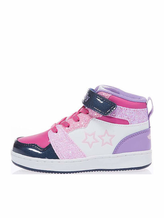 Anna Παιδικά Sneakers High με Σκρατς Ροζ