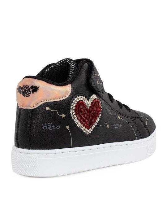 Παιδικά Sneakers High με Σκρατς Μαύρα