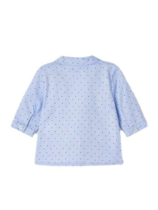 Kids Polka Dot Shirt Long Sleeve Light Blue Ecofriends