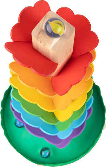 Tooky Toys Stacking Toy Colorful Tower with Marbles made of Wood for 36++ Months