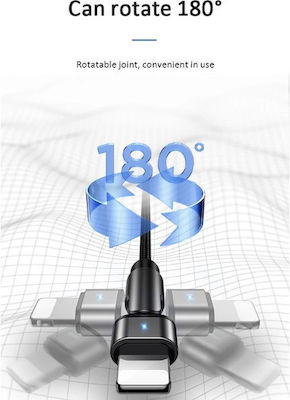 Usams US-SJ476 Winkel (90°) / Geflochten USB-A zu Lightning Kabel Schwarz 1m (SJ476USB01)
