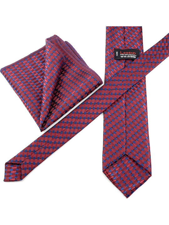Legend Accessories Σετ Ανδρικης Γραβάτας με Σχέδια Κόκκινο / Σιελ