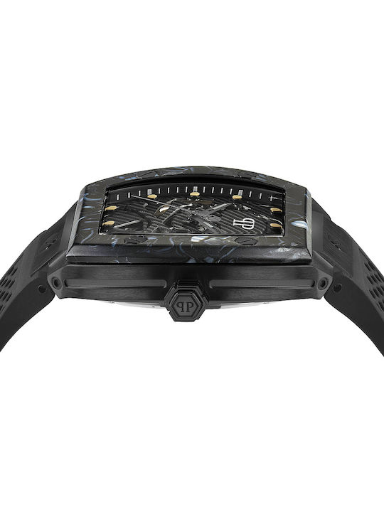 Philipp Plein The Skeleton Herrenuhr 44mm Automatisch mit Schwarz Kautschukarmband