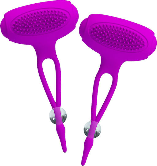 Pretty Love Bancroft Silicone Vibrating Nipple Clamps Σφιγκτήρες Θηλών σε Μωβ Χρώμα 3τμχ