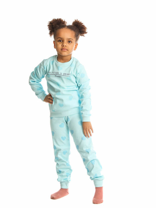 Dreams by Joyce Set Top & Bottom Kids Winter Pyjamas Light Blue