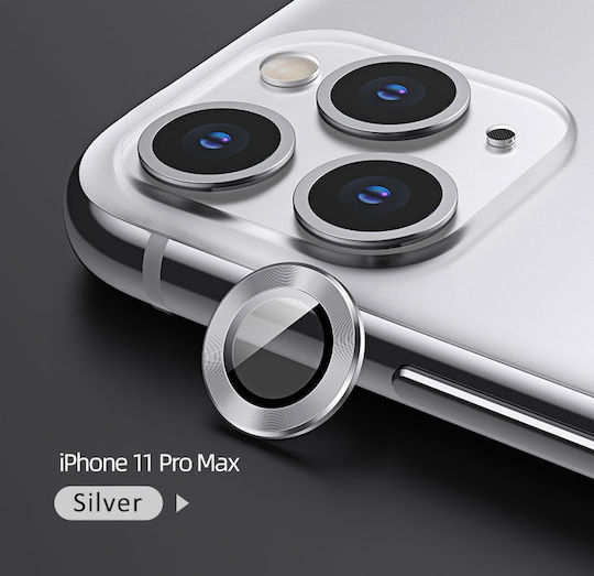 Usams Metal Rings Προστασία Κάμερας Tempered Glass Ασημί για το iPhone 11 Pro / 11 Pro Max