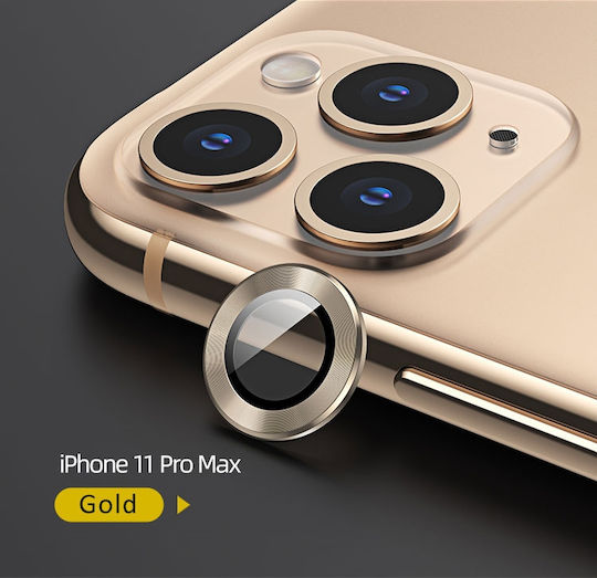 Usams Metal Rings Προστασία Κάμερας Tempered Glass Χρυσό για το iPhone 11 Pro / 11 Pro Max