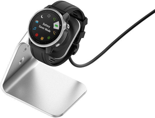 Charging Cable USB with Aluminum Base Wearable Charger Garmin Forerunner 745 / Venu Sq / Fenix 5/5s/5x/6/6s/6x/7/7x/7s Silver