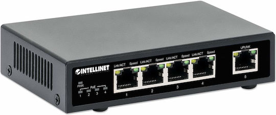 Intellinet IPS-05G-62W Unmanaged L2 PoE+ Switch με 4 Θύρες Gigabit (1Gbps) Ethernet