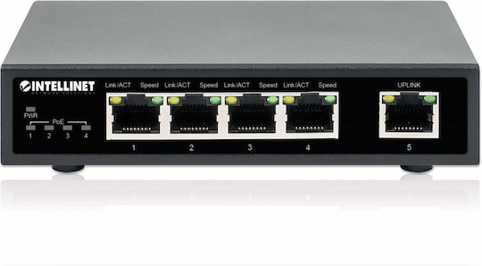 Intellinet IPS-05G-62W Unmanaged L2 PoE+ Switch με 4 Θύρες Gigabit (1Gbps) Ethernet