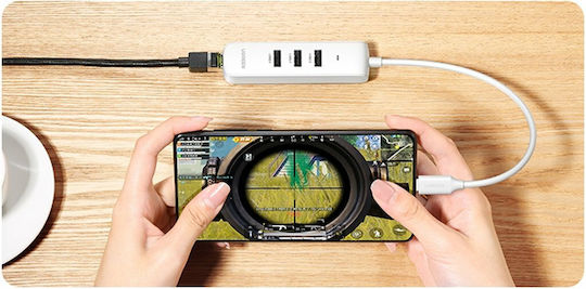 Ugreen CM416 USB 3.0 Hub 3 Anschlüsse mit USB-C / Ethernet Verbindung Weiß