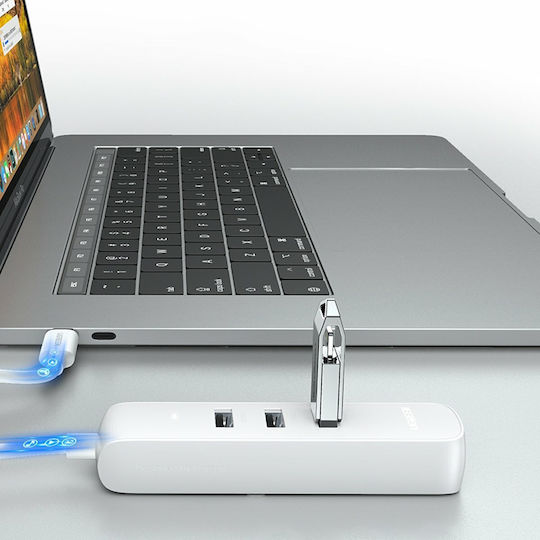 Ugreen CM416 USB 3.0 Hub 3 Anschlüsse mit USB-C / Ethernet Verbindung Weiß