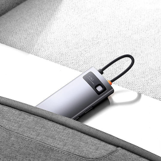 Baseus Metal Glanz Serie USB-Hub 3 Anschlüsse USB 3.0 mit USB-C Anschluss Ethernet Silber