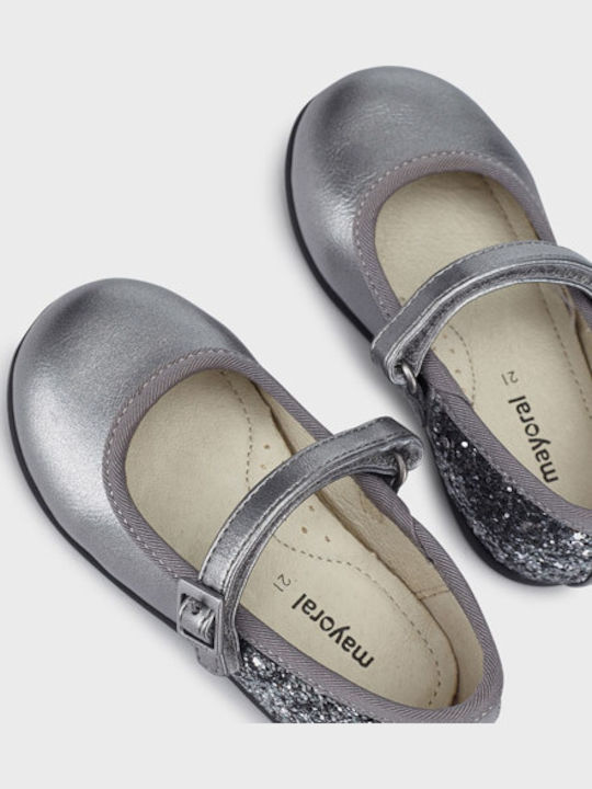 Kids Ballerinas with Adjustable Metal Clasp Silver