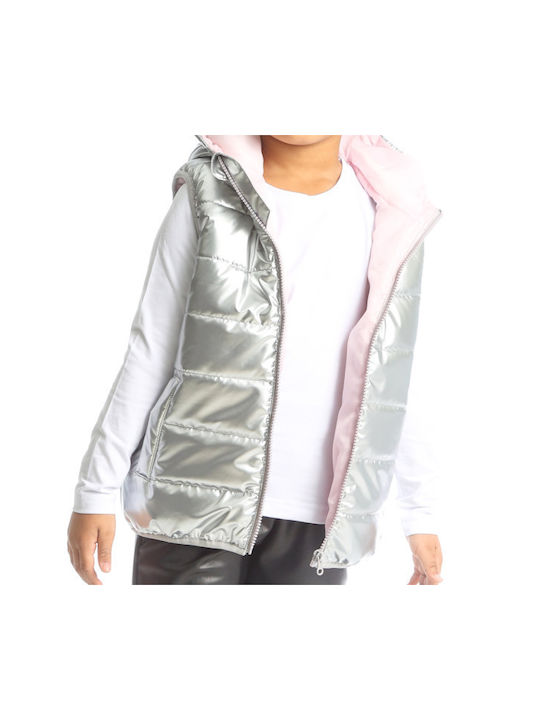 Joyce Kids Casual Jacket Sleeveless short Hooded Silver