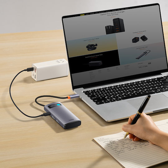 Baseus Metal Gleam Series 6in1 USB-C Docking Station with HDMI 4K PD Ethernet Gray