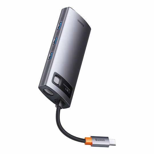 Baseus Metal Gleam Series 7in1 USB-C Docking Station mit HDMI 4K PD Ethernet Gray