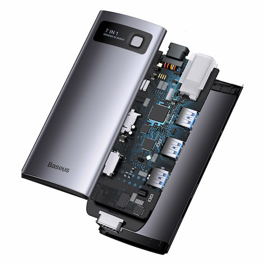 Baseus Metal Gleam Series 7in1 USB-C Docking Station mit HDMI 4K PD Ethernet Gray