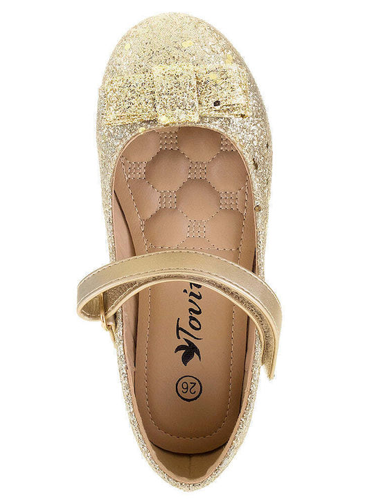 Kids Ballerinas TT with Hoop & Loop Closure Gold