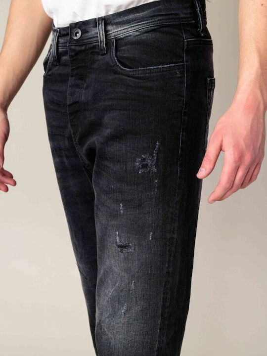 Men's Elastic Jeans Pants with Loose Fit Black
