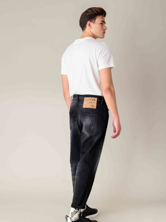 Men's Elastic Jeans Pants with Loose Fit Black