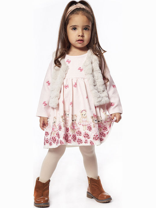 Kinderkleid Langärmelig Set mit Mantel Rosa