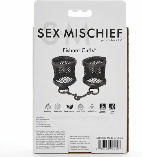 Sportsheets Fishnet Cuffs Χειροπέδες σε Μαύρο Χρώμα