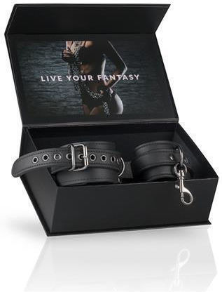 Easytoys Fetish Leather Ankle Cuffs Handcuffs in Black Color