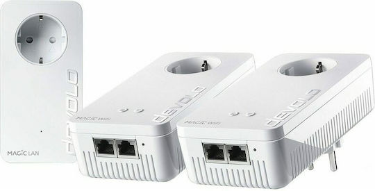 Devolo Magic 2 WiFi Next Powerline Dual Kit with Passthrough Socket and 2 Gigabit Ethernet Ports