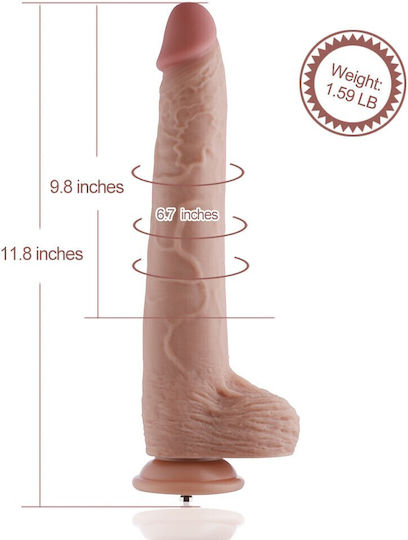 Hismith Extra-Length Vibrating Silicone Dildo With KlicLok 30cm BDSM Accessory in Flesh Color