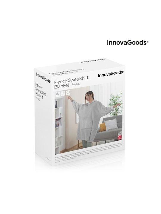 InnovaGoods Swug Κουβέρτα Fleece με Μανίκια 120x160εκ. Γκρι