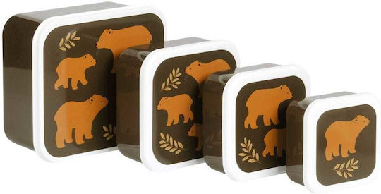 A Little Lovely Company Bears Πλαστικό Παιδικό Σετ Φαγητού Καφέ