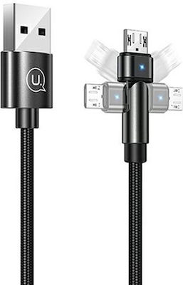 Usams SJ478 Winkel (90°) / Geflochten USB 2.0 auf Micro-USB-Kabel Schwarz 1m (SJ478USB01) 1Stück