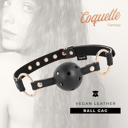 Coquette Vegan Leather Ball Gag Φίμωτρο σε Μαύρο Χρώμα