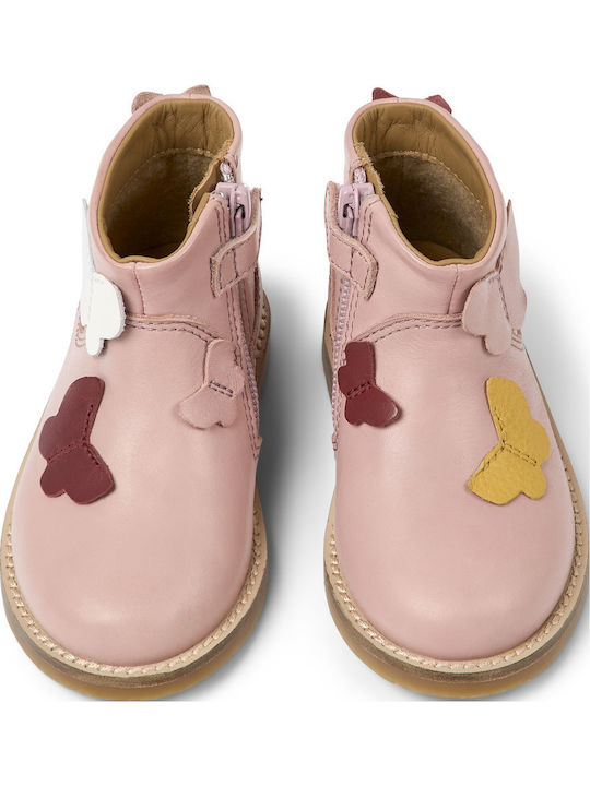 Twins Anatomical Leather Kids Boots with Zipper Pink