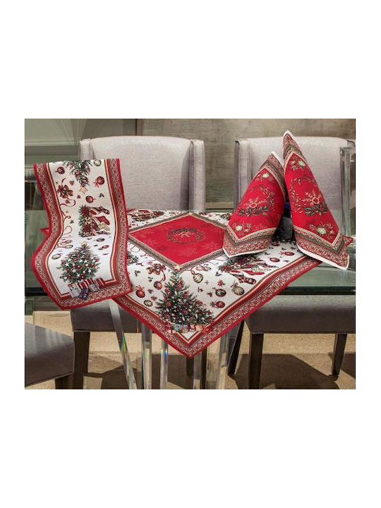 Linea Home Χριστουγεννιάτικο Τραπεζομάντηλο Υφασμάτινο Ράνερ Δεντράκια 140x45εκ.