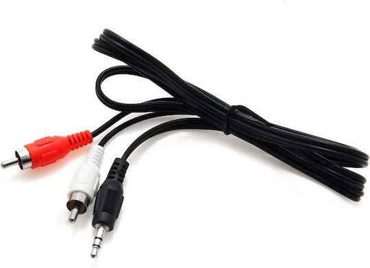 Equip Audio Kabel 3,5mm Stecker - RCA Stecker Schwarz 1,5m mit Vergoldeten Anschlüssen 3,5mm 3-Pin Stereo 2 RCA Stereo