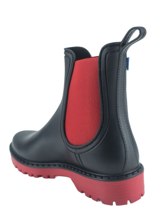 Gaudi Κοντές Γυναικείες Γαλότσες Black/Red