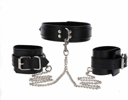 Taboom Heavy Collar & Wrist Cuffs Neck & Limb Restraint Set Black