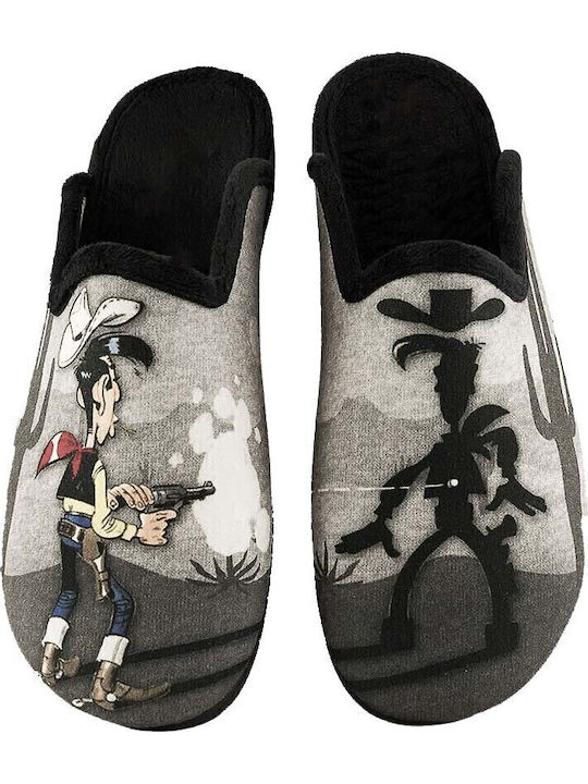 Lucky Luke Зимни мъжки чехли Черен