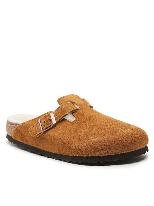 Birkenstock Boston Papuci bărbați iarna cu blană Mink