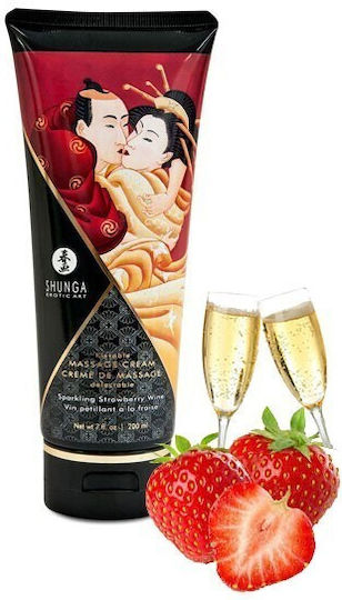 Shunga Kissable Κρέμα για Μασάζ με Άρωμα Sparkling Strawberry Wine 200ml