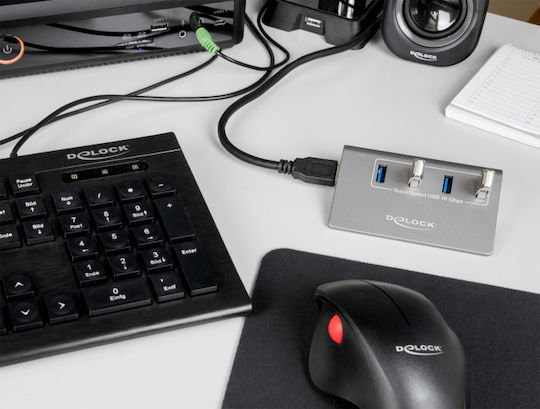 DeLock USB 3.2 5 Port Hub with USB-A Connection Gray