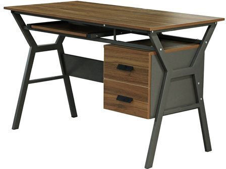 Computer Büro Vitino Holz Walnut / Grey mit Metallbeinen 120x60x76cm