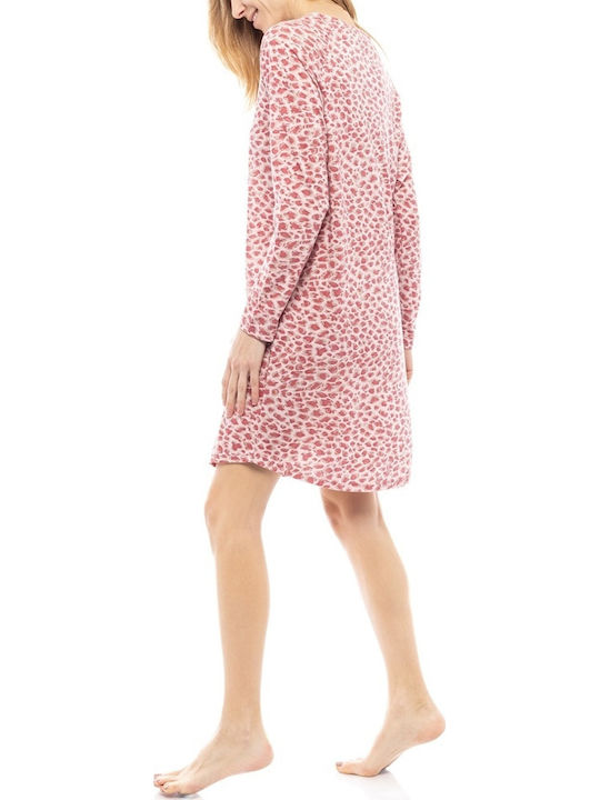 Pink Label Winter Damen Nachthemd Rosa