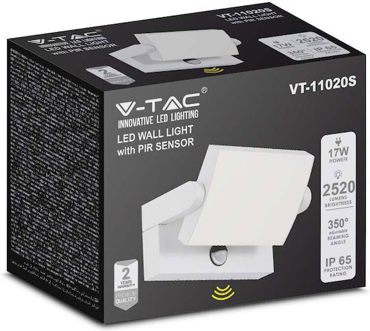 V-TAC Wandmontierte Außen-Deckenleuchte LED IP65 17W mit Natürliches Weiß Licht 21.2x16.5x10εκ.